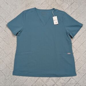 Figs Shirt Womens 2XL Hydro Green Casma Three Pocket Scrub Top NEW